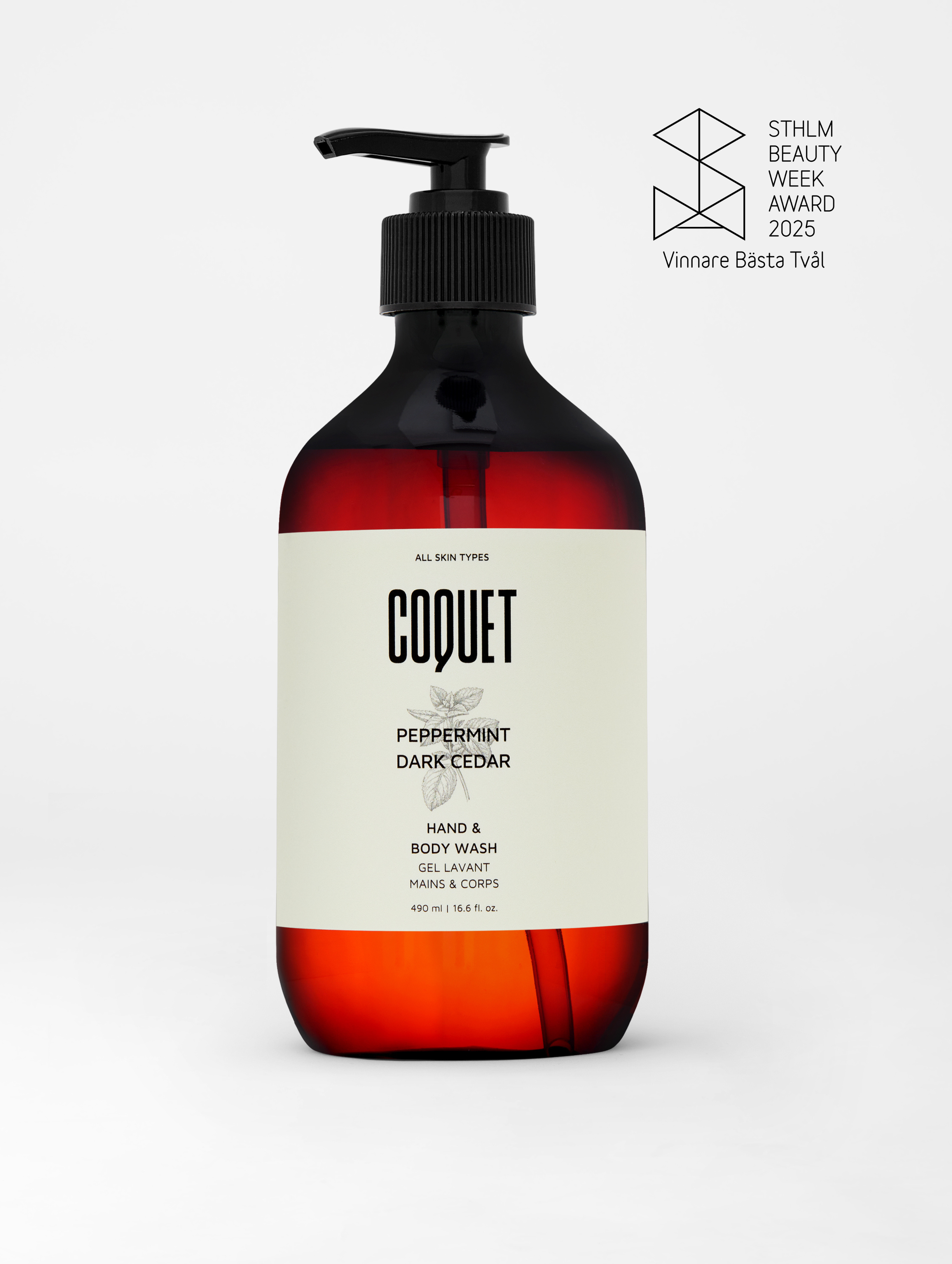 Hand & Body Wash, Peppermint & Dark Cedar